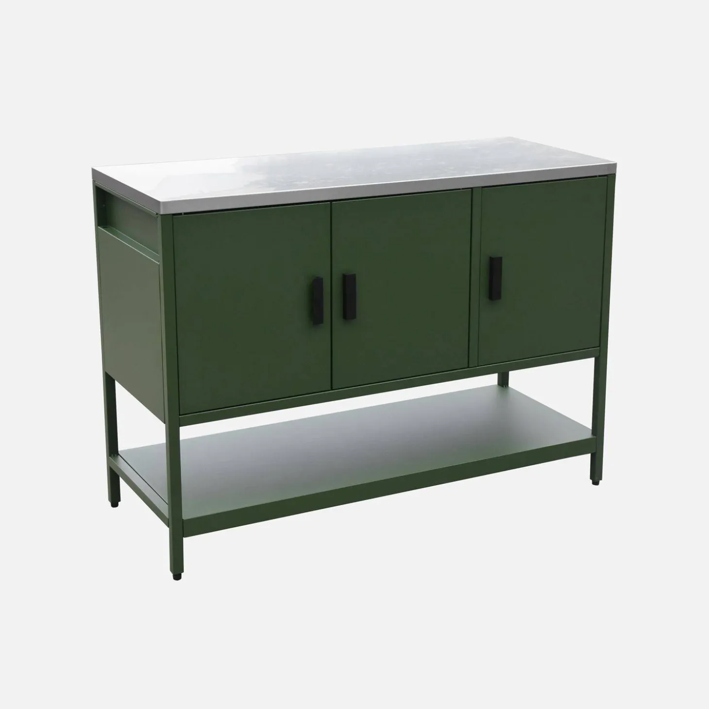 Módulo de ilha para cozinha exterior em aço com 3 portas e 1 prateleira, 120cm
