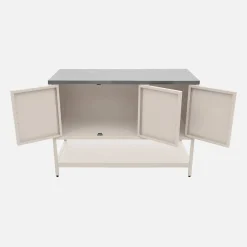 Módulo de ilha para cozinha exterior em aço com 3 portas e 1 prateleira, 120cm