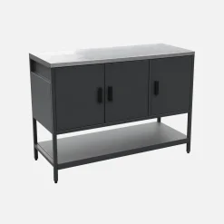 Módulo de ilha para cozinha exterior em aço com 3 portas e 1 prateleira, 120cm