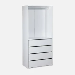 Módulo de roupeiro com 4 gavetas e 1 espaço para pendurar