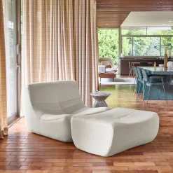Módulo para sofá modular com apoio para os pés em tecido bouclé, 1 lugar