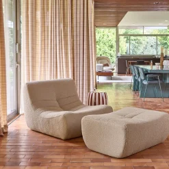 Módulo para sofá modular com apoio para os pés em tecido bouclé, 1 lugar