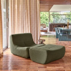 Módulo para sofá modular com apoio para os pés em tecido bouclé, 1 lugar