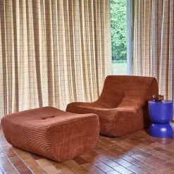 Módulo para sofá modular com apoio para os pés em veludo canelado, 1 lugar