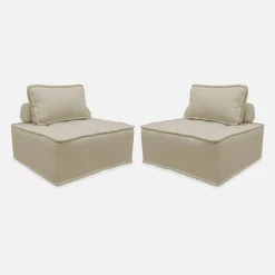 Módulo para sofá modular em tecido alcochoado, conjunto de 2