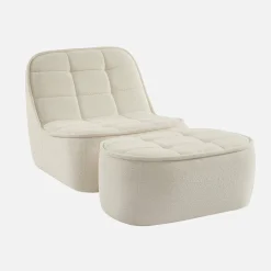 Módulo para sofá modular em tecido bouclé com apoio para os pés, 1 lugar