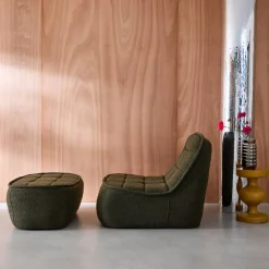Módulo para sofá modular em tecido bouclé com apoio para os pés, 1 lugar