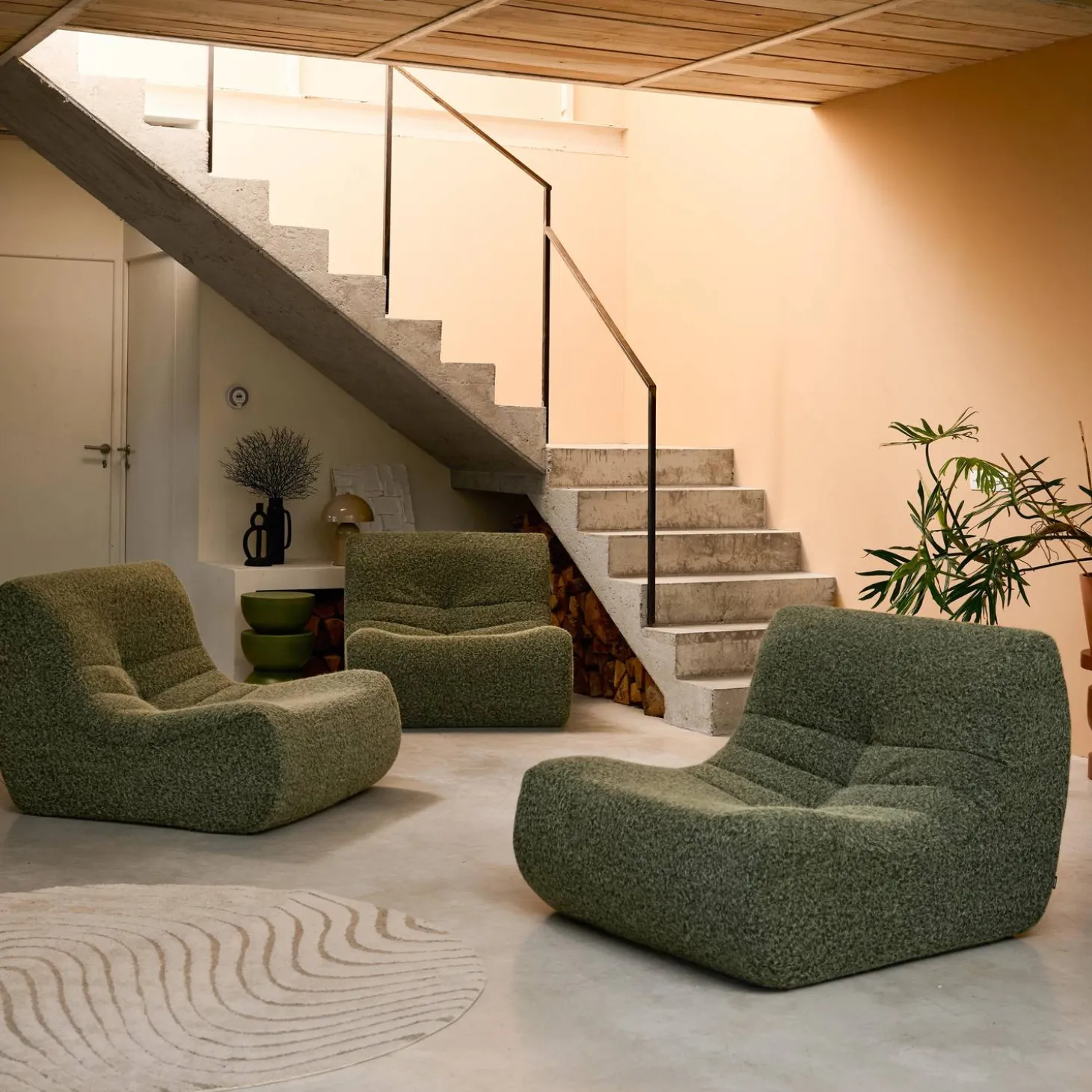 Módulo para sofá modular em tecido efeito alpaca, set de 3
