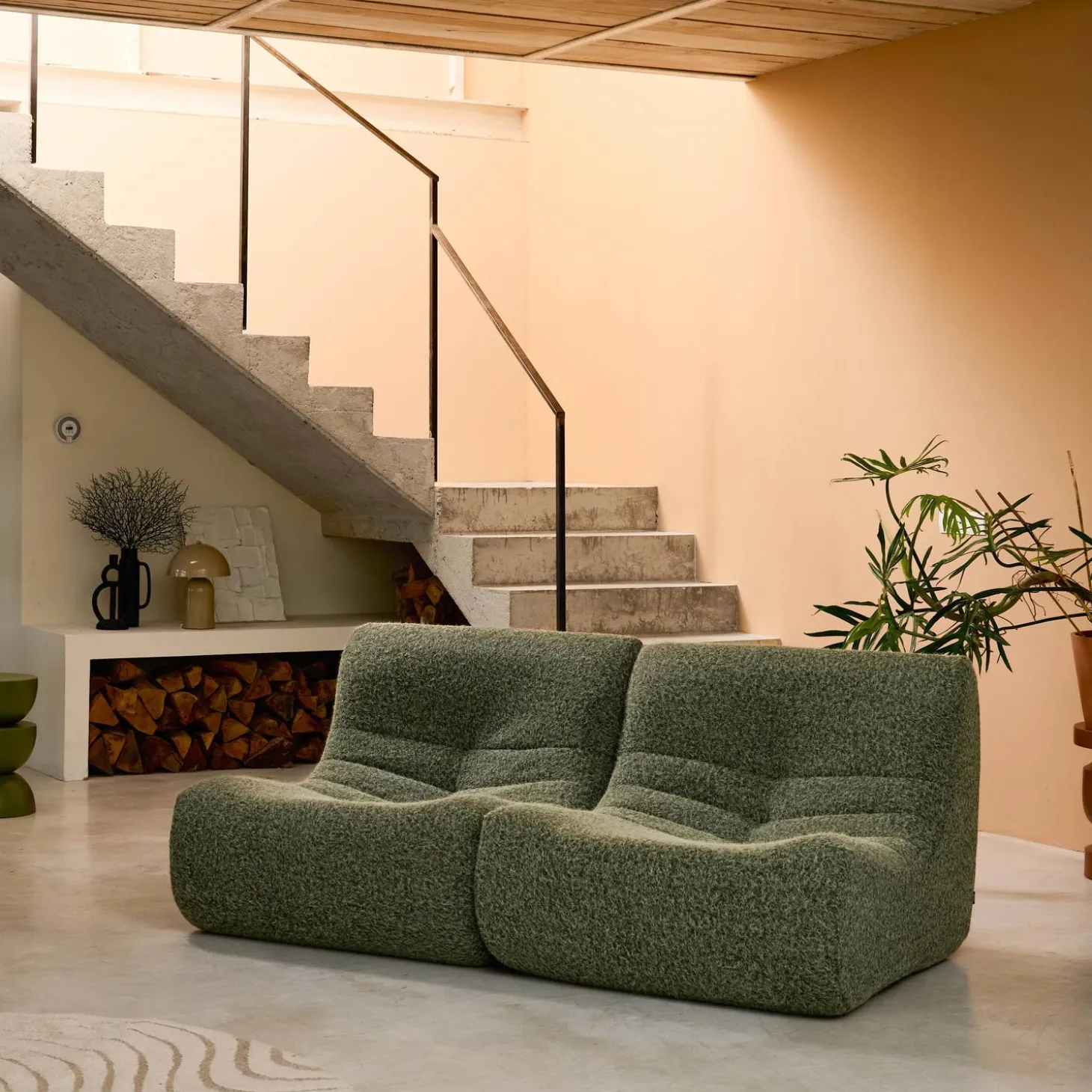 Módulo para sofá modular em tecido efeito alpaca, set de 2