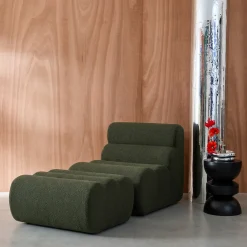 Módulo para sofá modular em tecido bouclé com apoio para os pés, 1 lugar