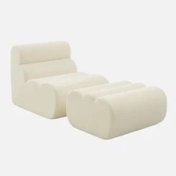 Módulo para sofá modular em tecido bouclé com apoio para os pés, 1 lugar