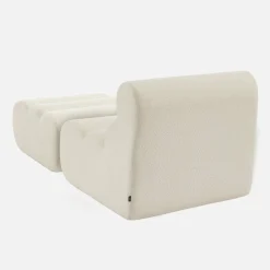 Módulo para sofá modular em tecido bouclé com apoio para os pés, 1 lugar