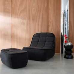 Módulo para sofá modular em tecido bouclé com apoio para os pés, 1 lugar