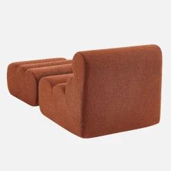 Módulo para sofá modular em tecido bouclé com apoio para os pés, 1 lugar