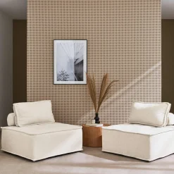 Módulo para sofá modular em tecido alcochoado, conjunto de 2