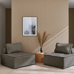 Módulo para sofá modular em tecido alcochoado, conjunto de 2