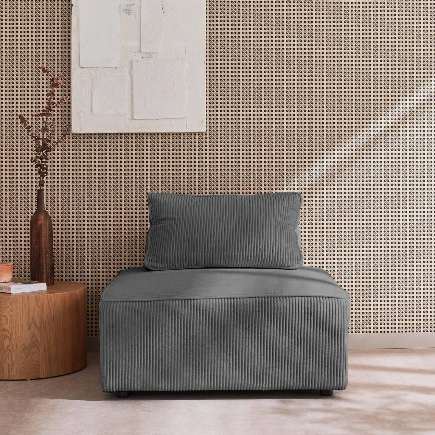 Módulo para sofá modular em veludo canelado