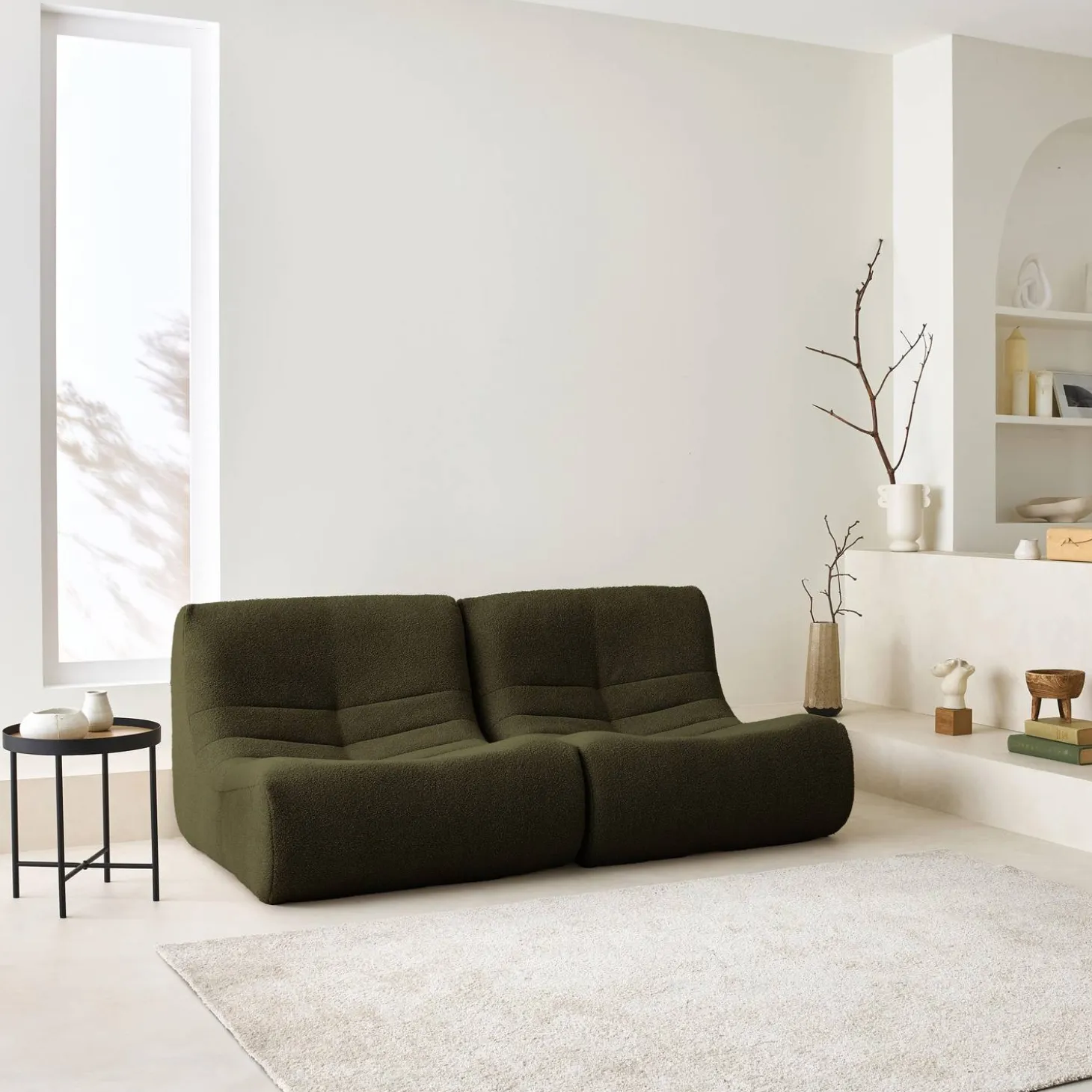 Módulos para sofá modular em tecido bouclé, 2 lugares
