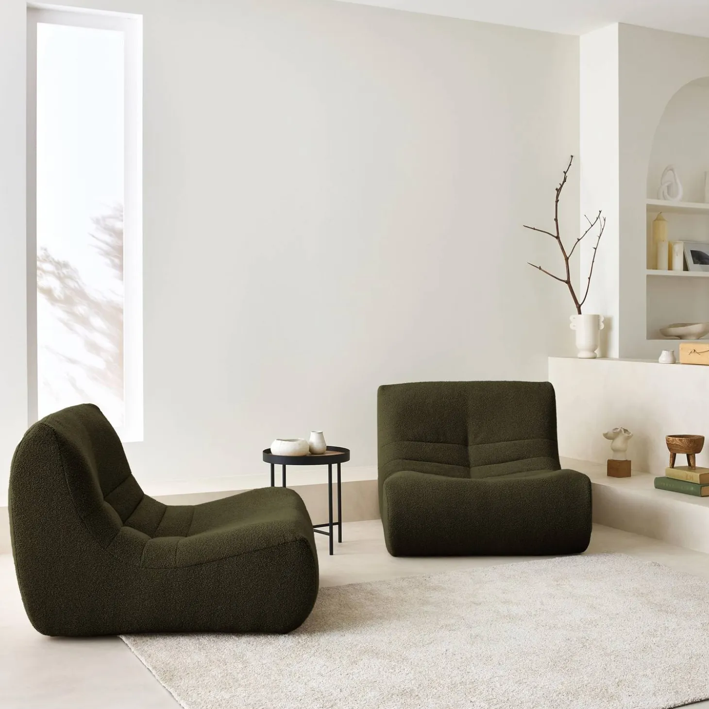 Módulos para sofá modular em tecido bouclé, 2 lugares