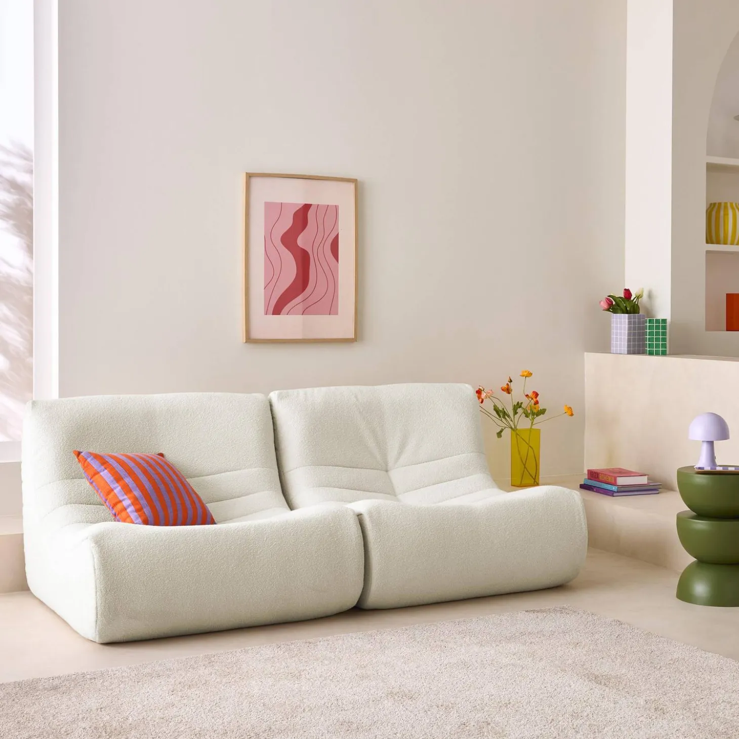 Módulos para sofá modular em tecido bouclé, 2 lugares
