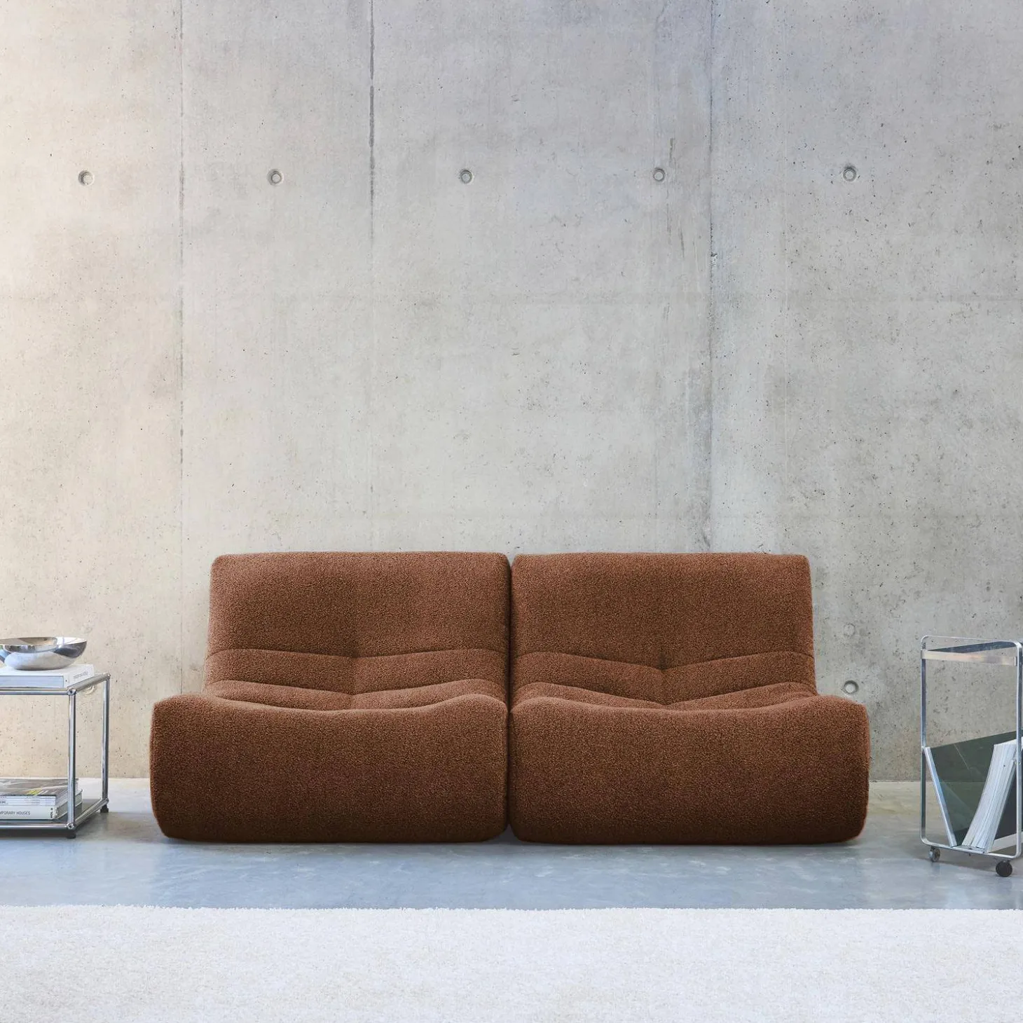 Módulos para sofá modular em tecido bouclé, 2 lugares