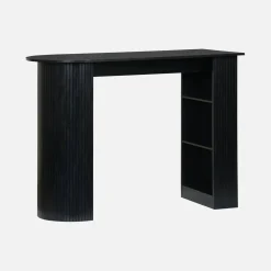 Mesa alta de cozinha decorada em madeira com armazenamento