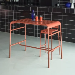 Mesa alta de jardim bistrô em aço, 4 lugares, 120cm