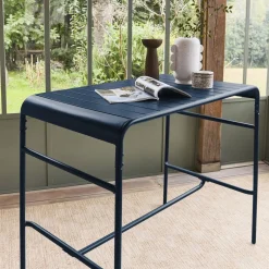 Mesa alta de jardim bistrô em aço, 4 lugares, 120cm