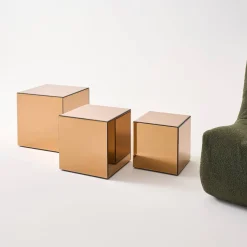 Mesa de apoio cubo espelhado, 40cm