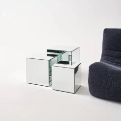 Mesa de apoio cubo espelhado, 40cm