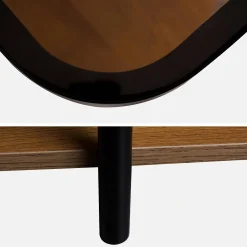 Mesa de apoio para sofá de metal preto vintage, set de 2