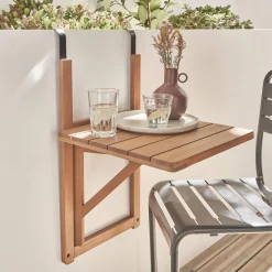 Mesa de apoio quadrada dobrável em madeira de acácia