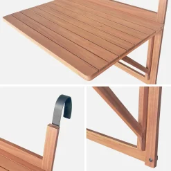 Mesa de apoio retangular dobrável em madeira de acácia