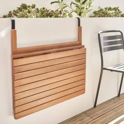 Mesa de apoio retangular dobrável em madeira de acácia