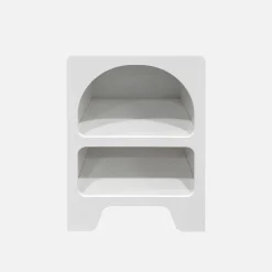 Mesa de cabeceira com efeito de madeira branca, 2 nichos