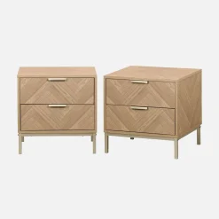 Mesa de cabeceira com efeito de madeira, set de 2