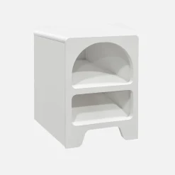 Mesa de cabeceira com efeito de madeira branca, set de 2