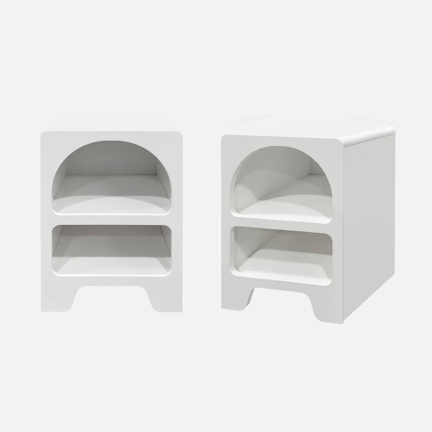 Mesa de cabeceira com efeito de madeira branca, set de 2