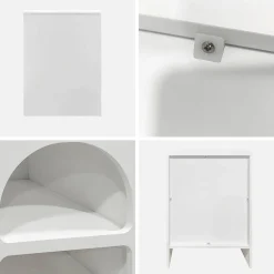 Mesa de cabeceira com efeito de madeira branca, set de 2