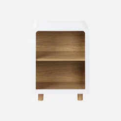 Mesa de cabeceira com efeito madeira, 2 nichos