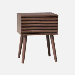 Mesa de cabeceira com efeito madeira ranhurada