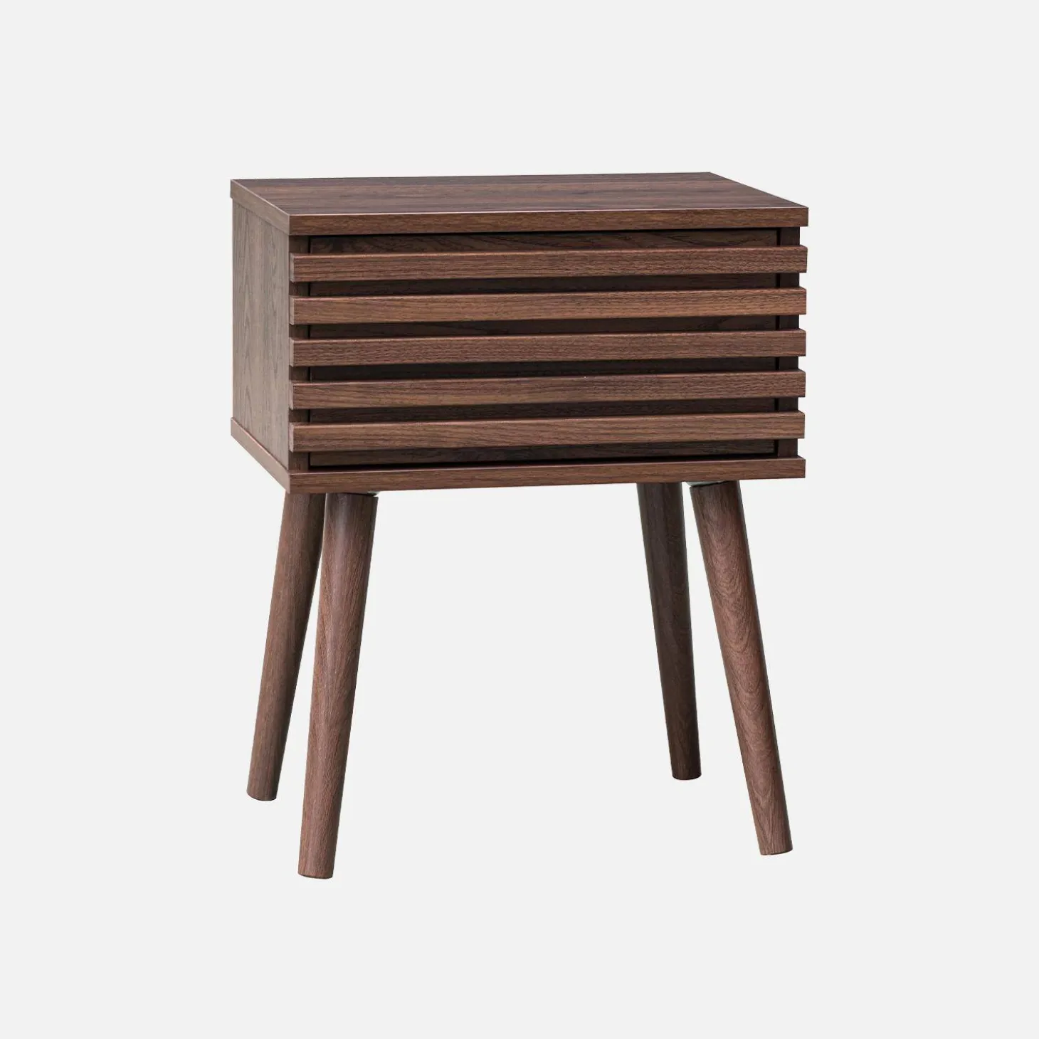 Mesa de cabeceira com efeito madeira ranhurada