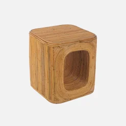 Mesa de cabeceira com nicho em rattan natural, set de 2