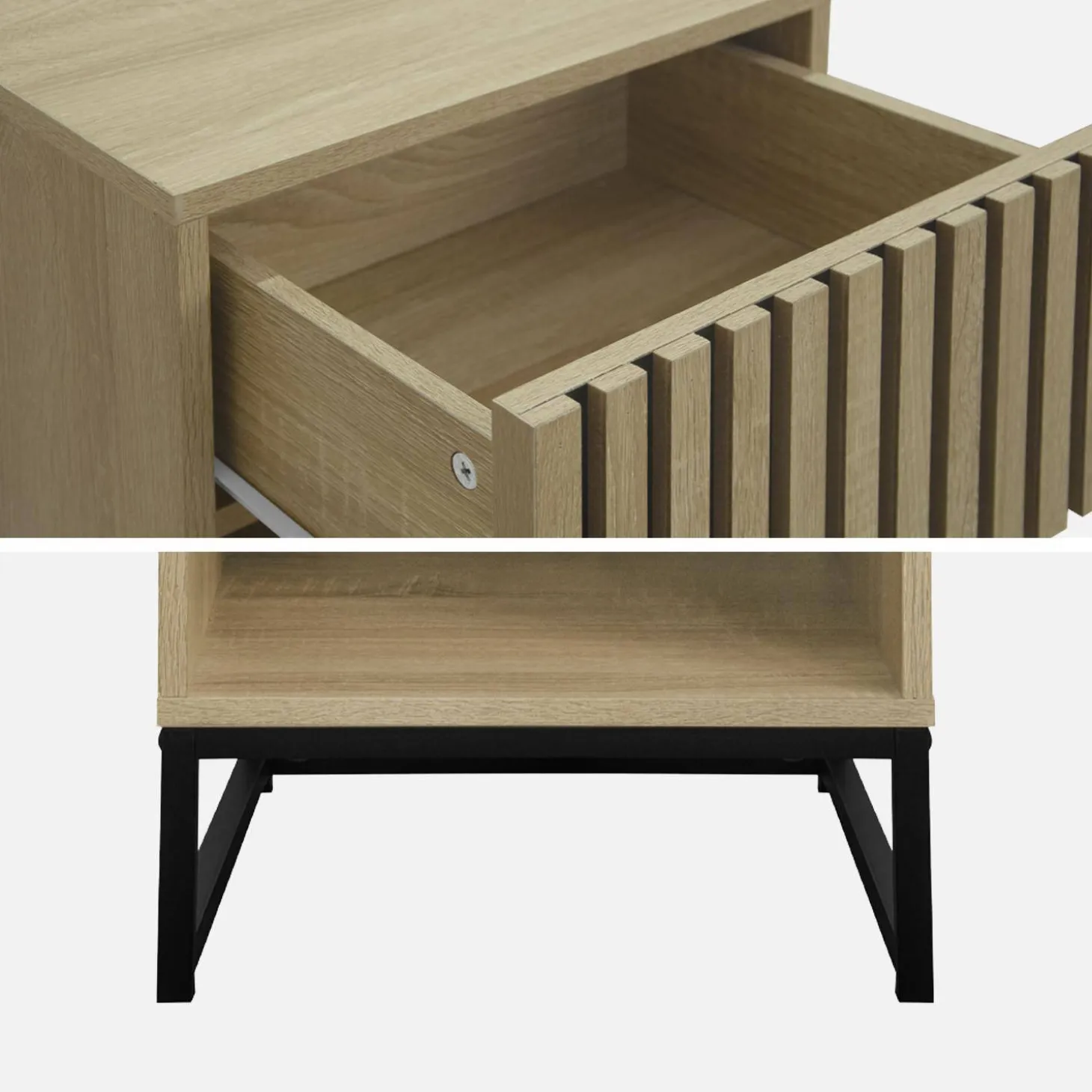 Mesa de cabeceira contemporâneo com efeito de madeira