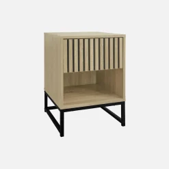 Mesa de cabeceira contemporâneo com efeito de madeira