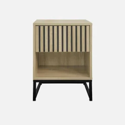 Mesa de cabeceira contemporânea efeito madeira, set de 2