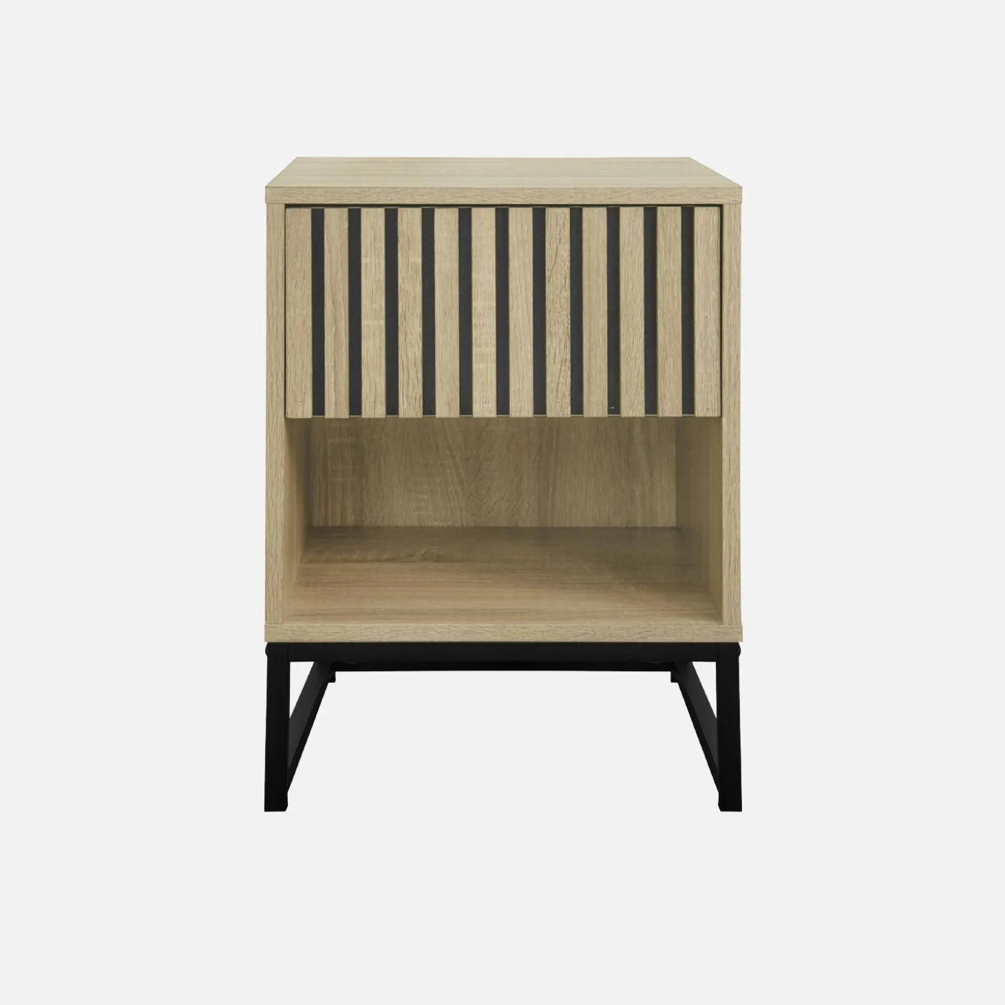 Mesa de cabeceira contemporânea efeito madeira, set de 2