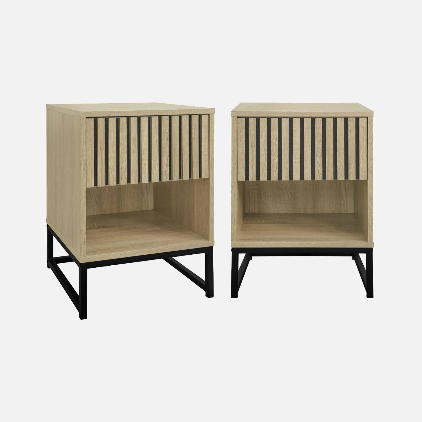 Mesa de cabeceira contemporânea efeito madeira, set de 2