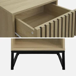 Mesa de cabeceira contemporânea efeito madeira, set de 2