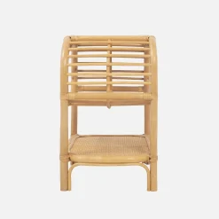 Mesa de cabeceira de vime natural curvado, set de 2